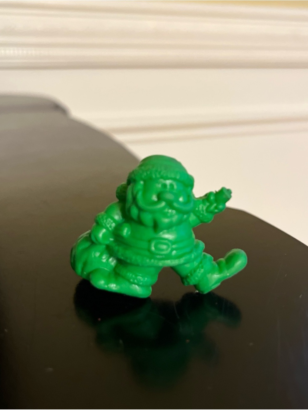 vintage 60s/70s Green rubber  santa figure 1.25” RARE